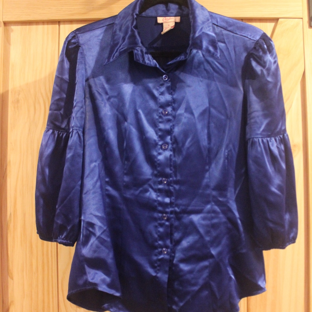 Candie's Blue Dress Top with Ruffle Sleeves XL